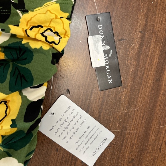 Donna Morgan Garden Floral Midi Dress Size 2 Wrap Front Asymmetrical Hem Spring - Picture 12 of 16